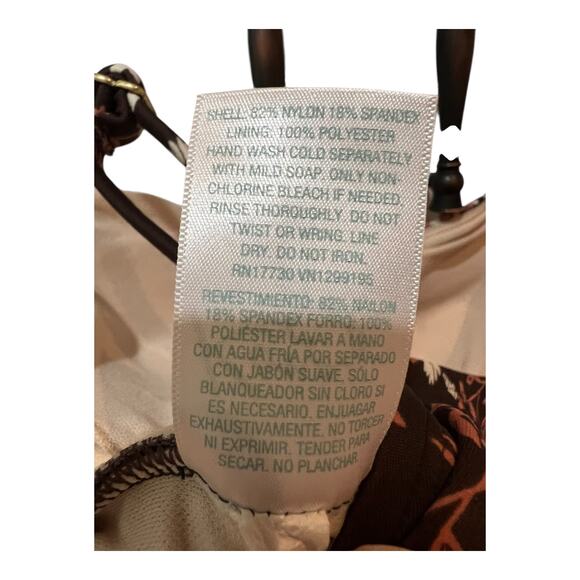 Kona Sol Size Medium Brown & Pink Floral One-Piece Swimsuit Built-In Bra NWT - Picture 5 of 9